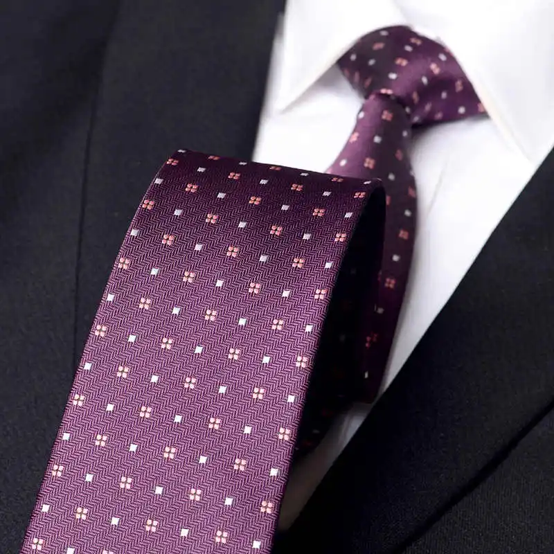 

High Quality Fashionable Purple Patterned Tie For Men's Casual Business Shirt Accessories Standard 7cm Handmade Knot Necktie