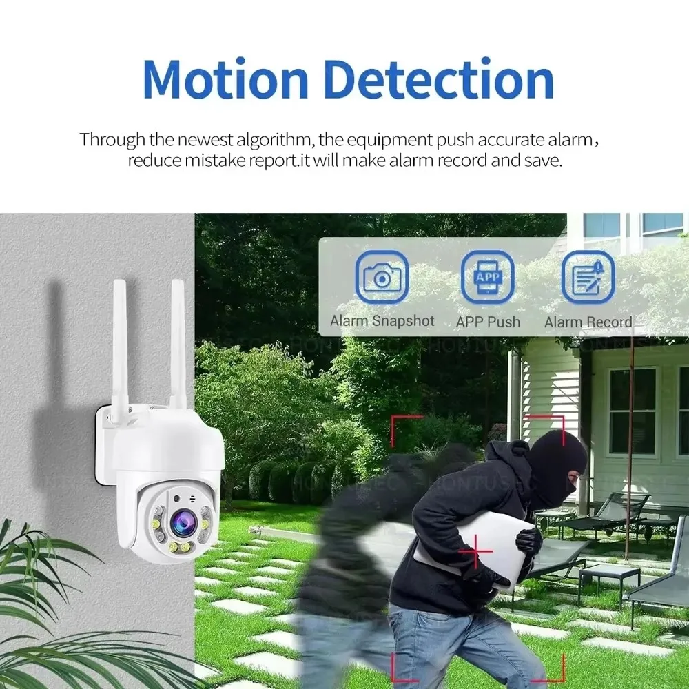 Kamera Keamanan Nirkabel 390EYES APP 2.4G Wifi PTZ 5MP Pelacakan Otomatis Audio Dua Arah Penglihatan Malam Berwarna Tahan Air Luar Ruangan