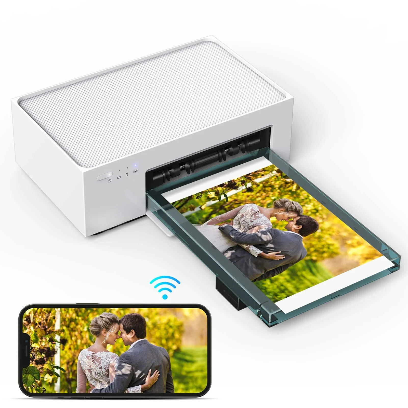 Photo Printer Wireless 4x6in Picture USB/Battery Printing WiFi Connect Smartphone Computer 20 PhotoPaper Cartridge 300DPI