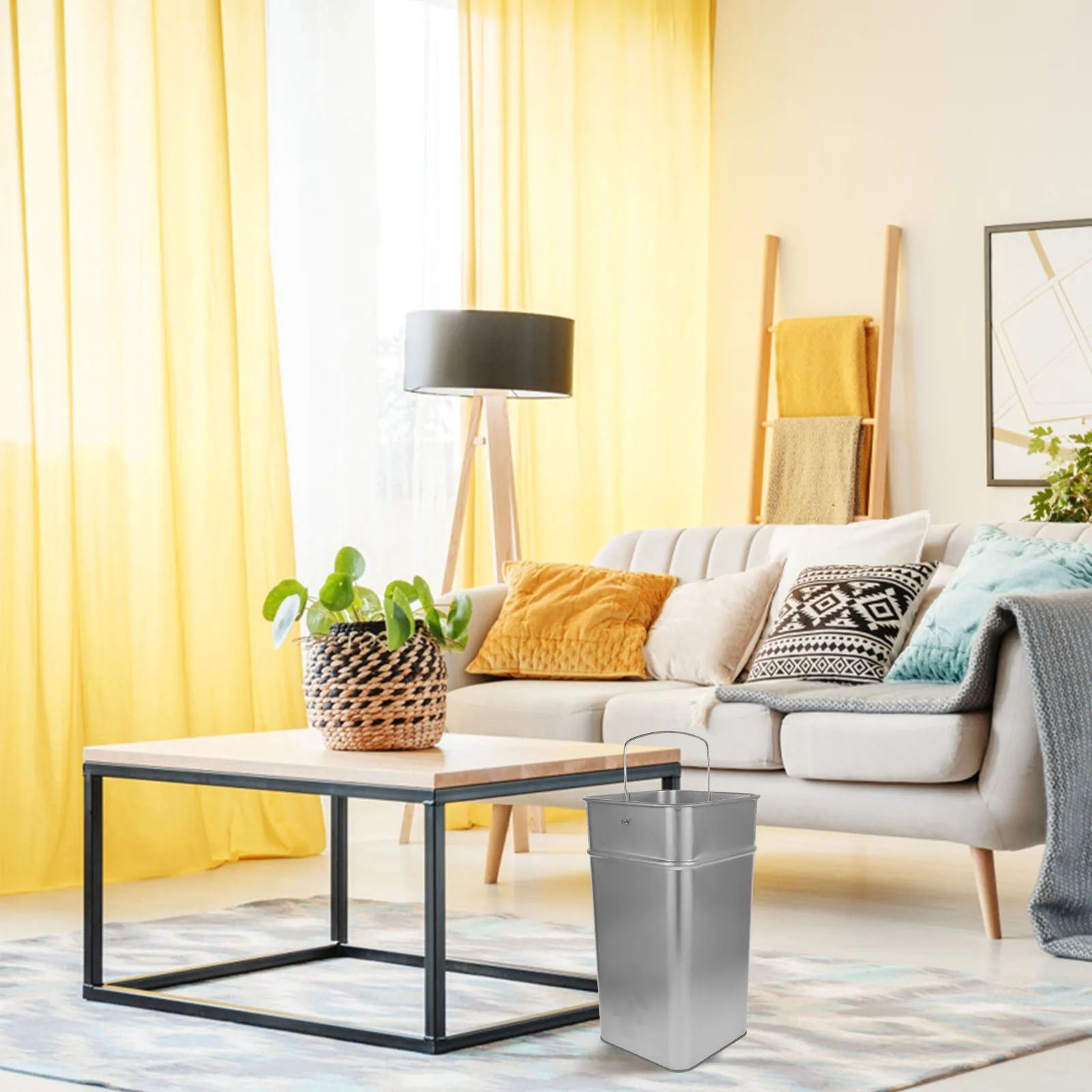 

Galvanized Iron Trash Can 17x17x32 Large Capacity Outdoor Bucket Rustproof Gardening Kitchen Yard Use Garbage Container