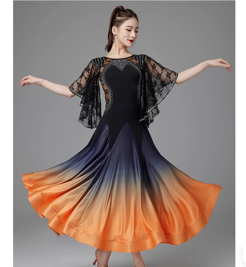 

Modern Dance Dress Performance Dress National Standard Waltz Dance Pendulum Hot Diamond Gradient Dress