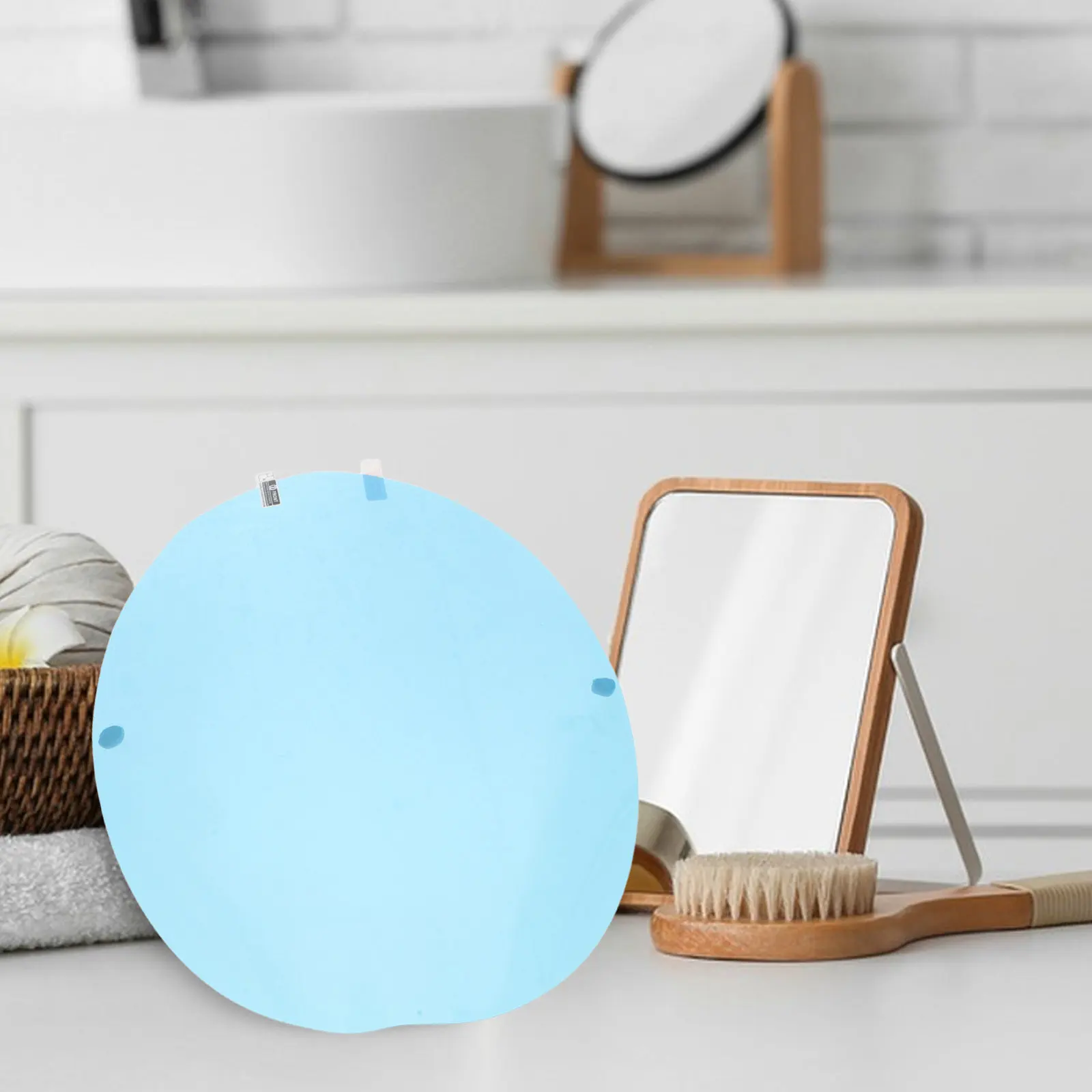 Anti-Fog Shower Bathroom Film Waterproof 12.6x9.5 Inch Oval Protective Sticker Mirror Defogger Reusable Film for Home Hotel