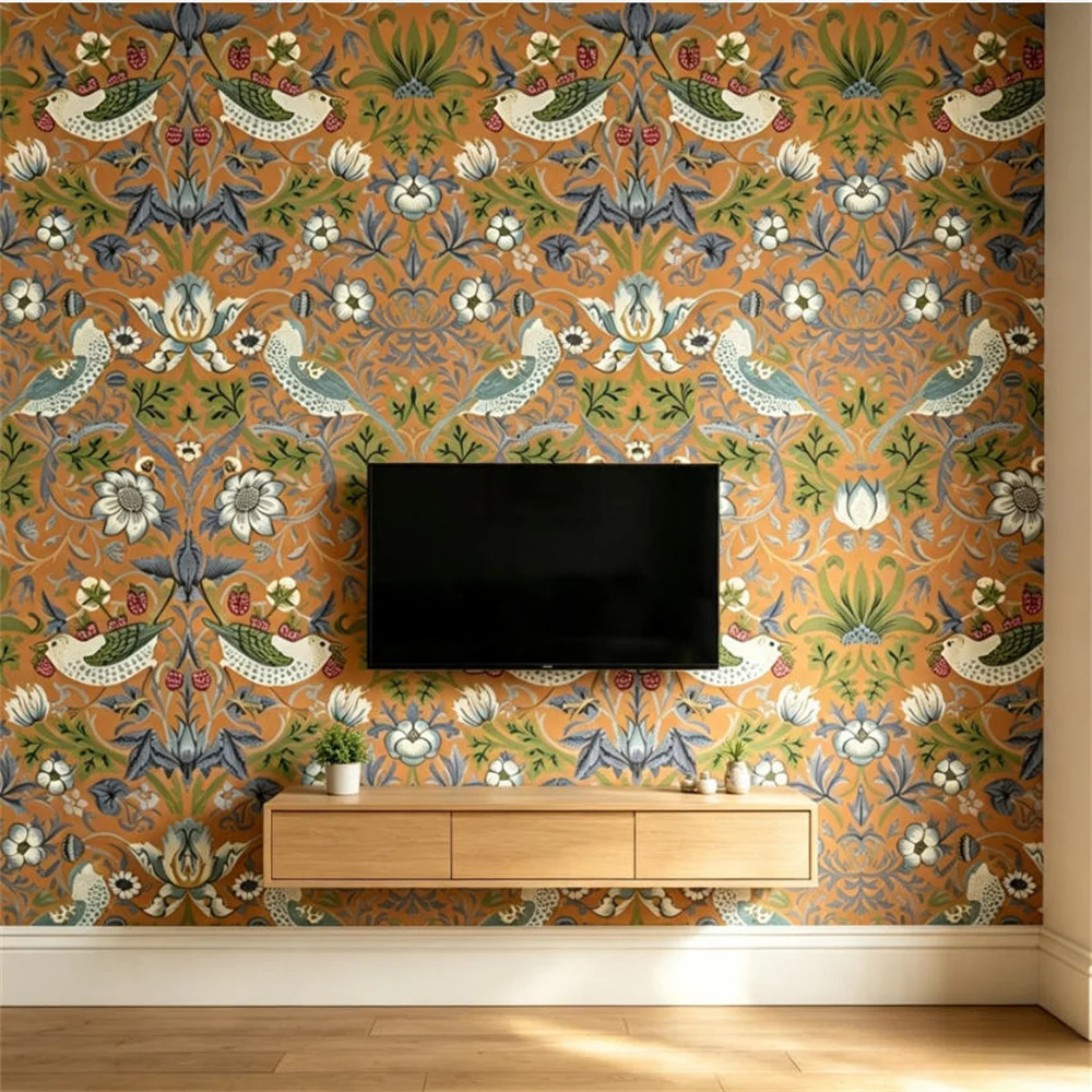 Custom animal flower bird Mural Decorative Painting American countryside flowers and birds Painting wall paper home decoration