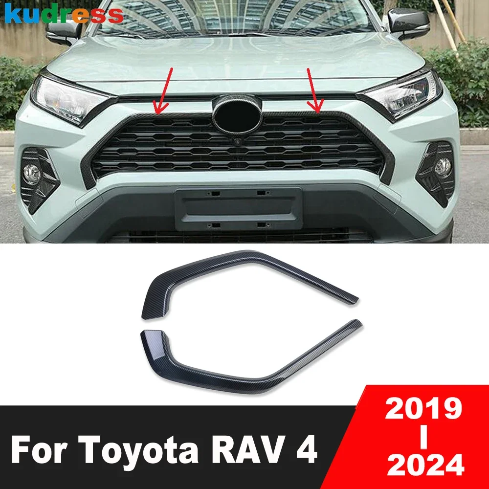 Front Center Grille Grills Cover Trim For Toyota RAV4 RAV 4 LE XLE Hybrid 2019-2023 2024 Black Car Upper Grill Strip Accessories