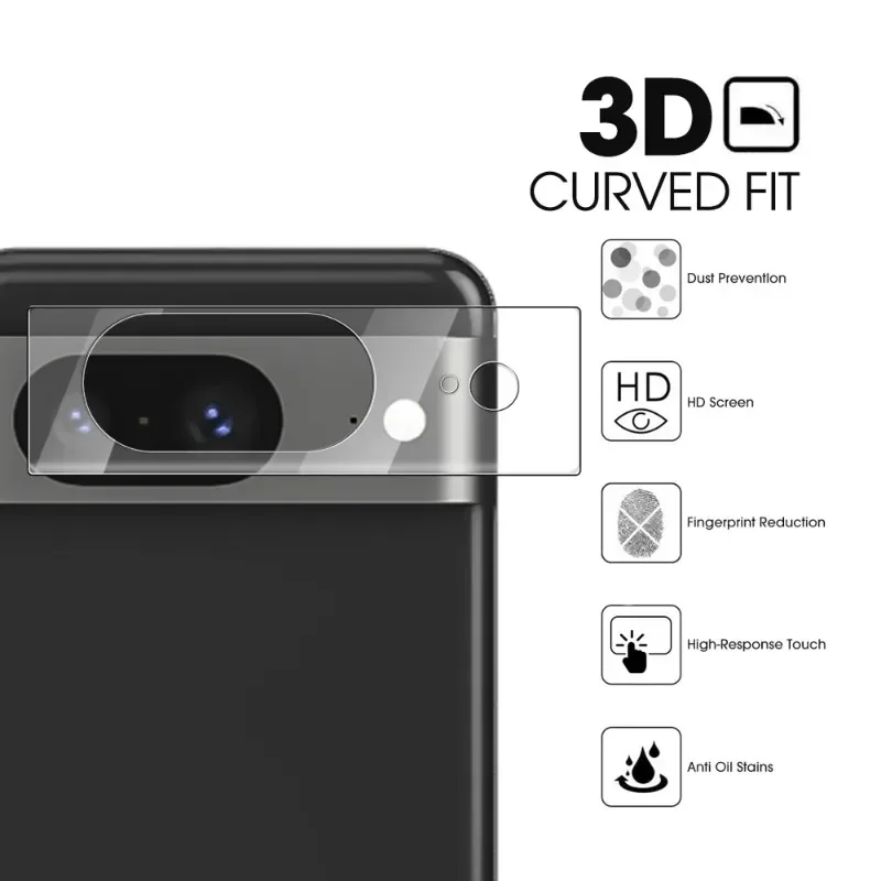 HD Back Camera Tempered Glass Flim for Google Pixel 8/8 Pro 7A 7/7 Pro Clear Camera Lens Protector for Google Pixel 8 7 Series