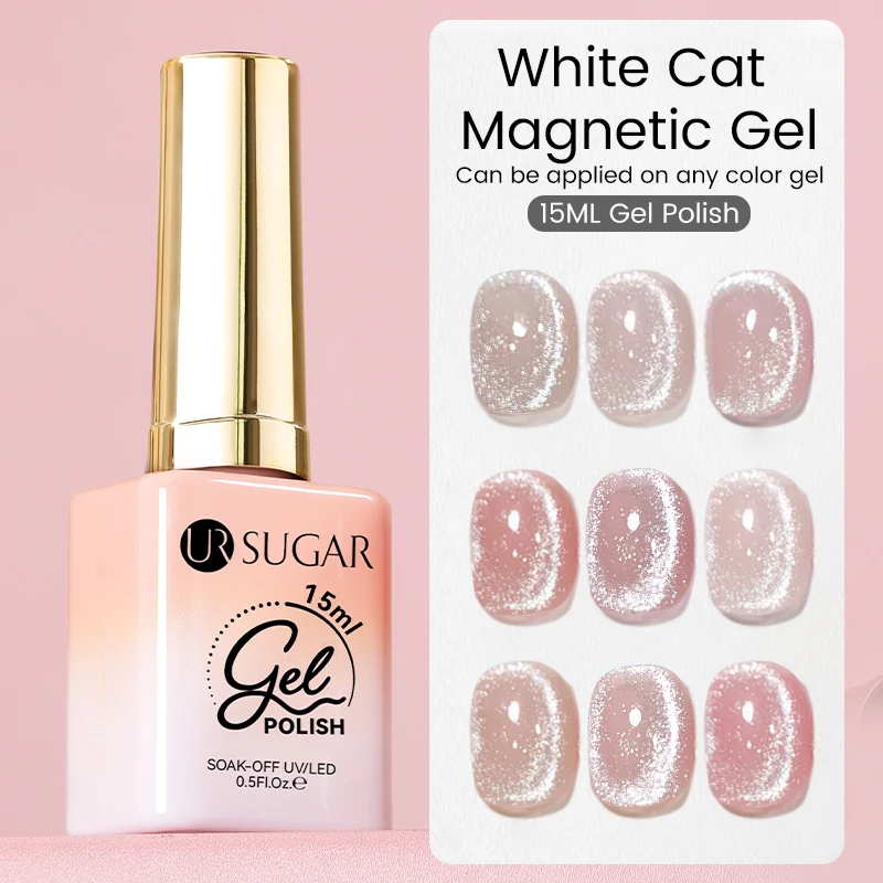 UR SUGAR 15 ml White Cat Magnetic Gel Sparkling Sliver Glitter Light Semi Permanent Nagellack Soak Off Lack UV Gel Nail Art