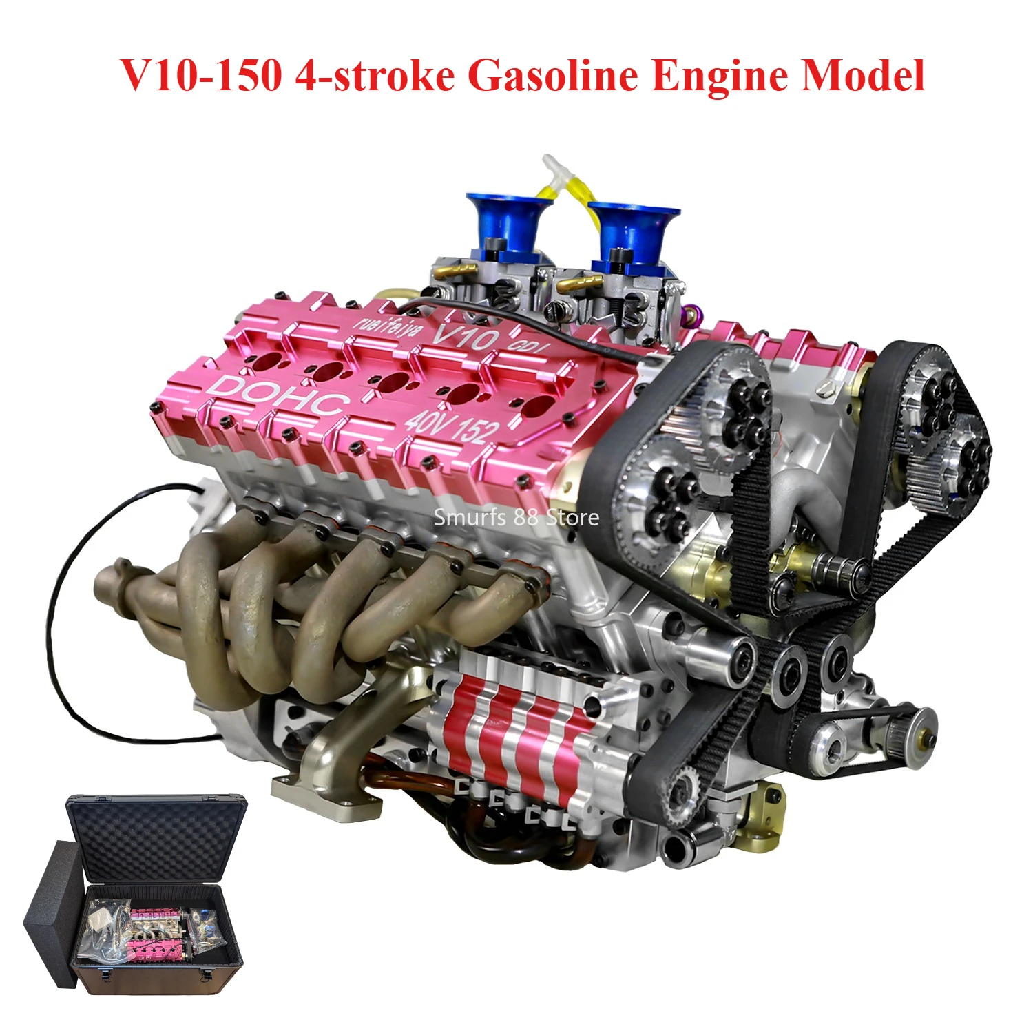 V10 150cc 4 Stroke Engine Model Metal Water Cooling Engine Model Suitable for 1/4 Cars and Boat Models Toys 16HP