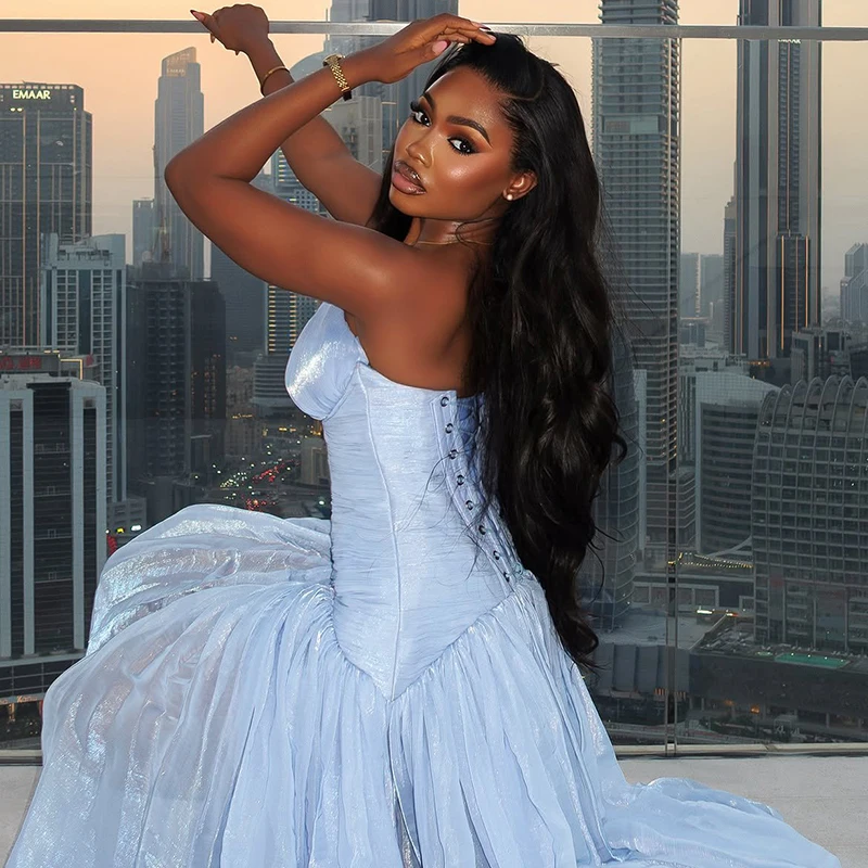 Thinyfull Fashion A-Line Prom Dresses One Shoulder Pleated Maxi Evening Dress Saudi Arabia Cocktail Party Prom Gowns Customized