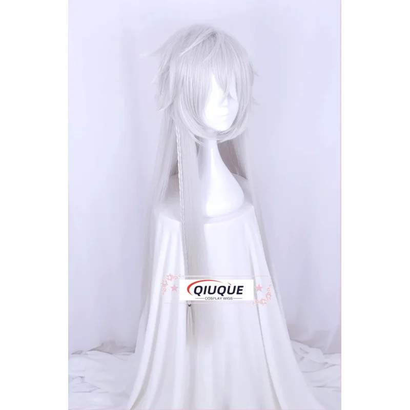 2025 yiyi Black Butler Kuroshitsuji Under Taker pelucas Undertaker 110cm de largo Color plata resistente al calor peluca de disfraz de Cosplay