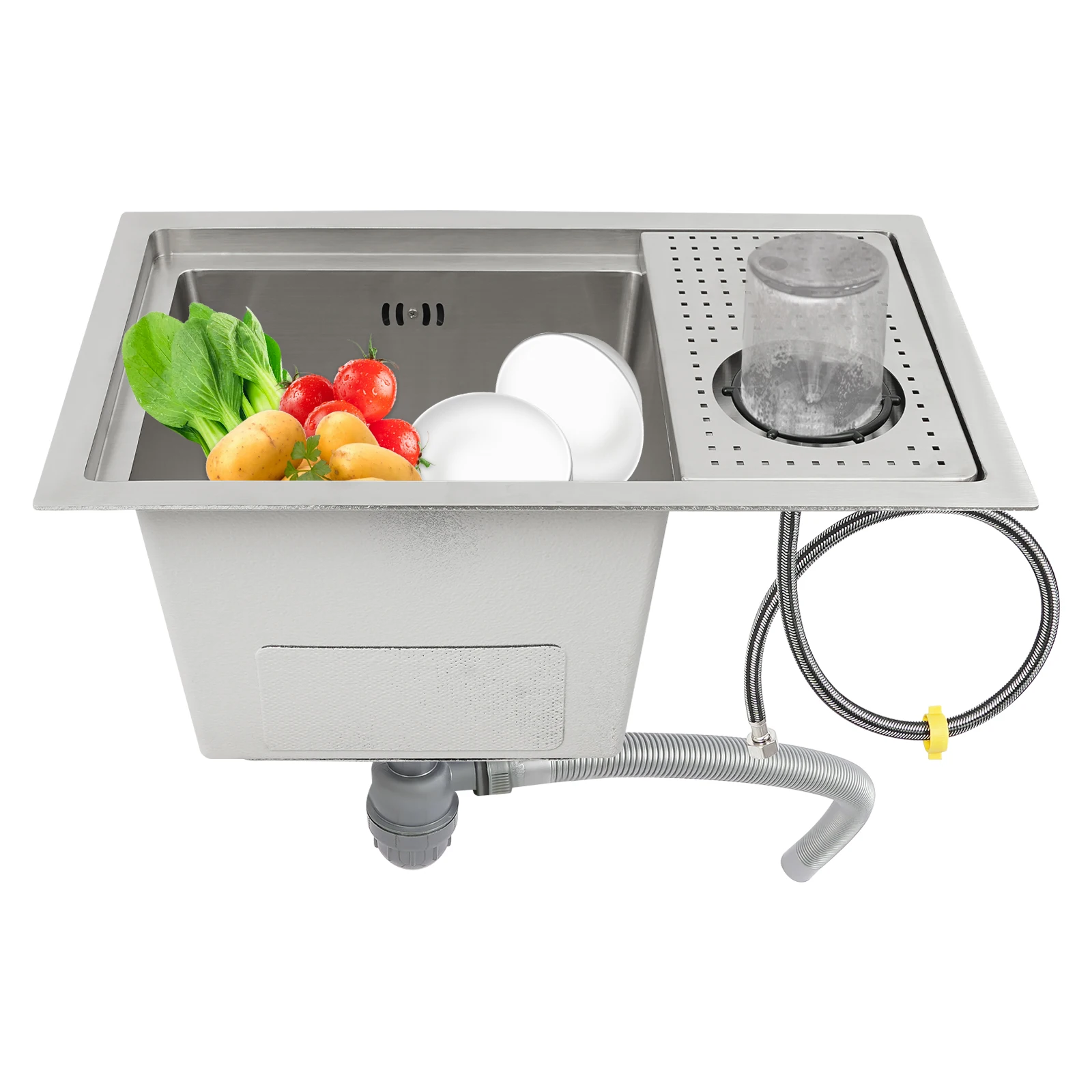 

Stainless Steel Kitchen Sink, Under-mount Sink with Cup Washer, Bar Sink for Homes, Restaurants, Snack Bars