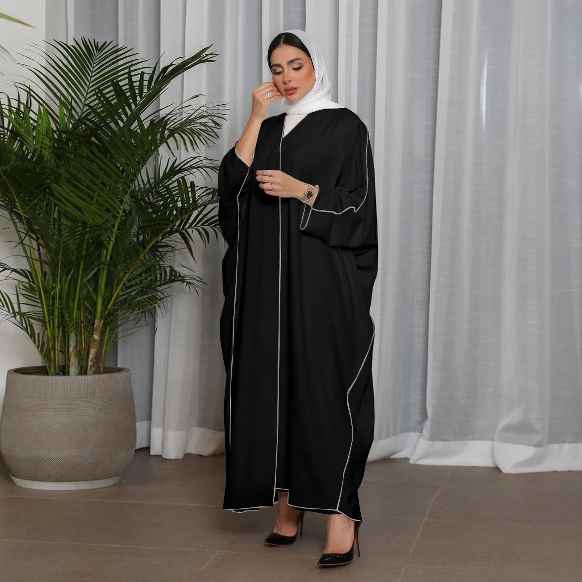 Eid Abaya Abito Donna Cardigan Abito Aperto Abaya Abiti Lunghi Modesti Musulmano Jalabiya Marocco Dubai Caftano Abiti Ramadan