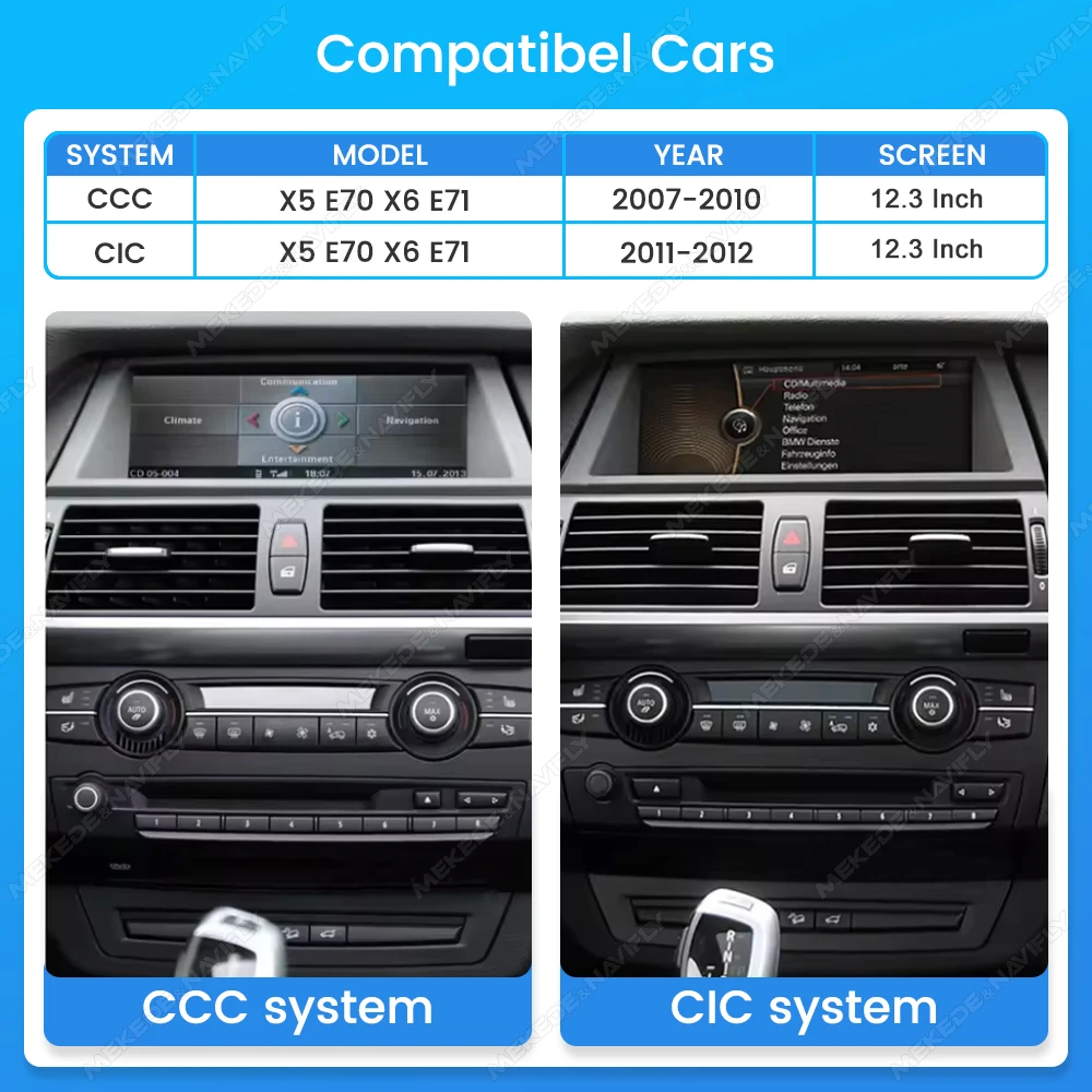 MEKEDE 10,25" 12,3" Android 15 oder Linux System Auto-Multimedia-Player für BMW X5 E70 X6 E71 2007-2012 CCC CIC Autoradio GPS Carplay Android Auto 4G WIFI BT DSP Unterstützt YOUTUBE IGO Netflix OEM Dual-System Kamera KEIN DVD – Detail 30