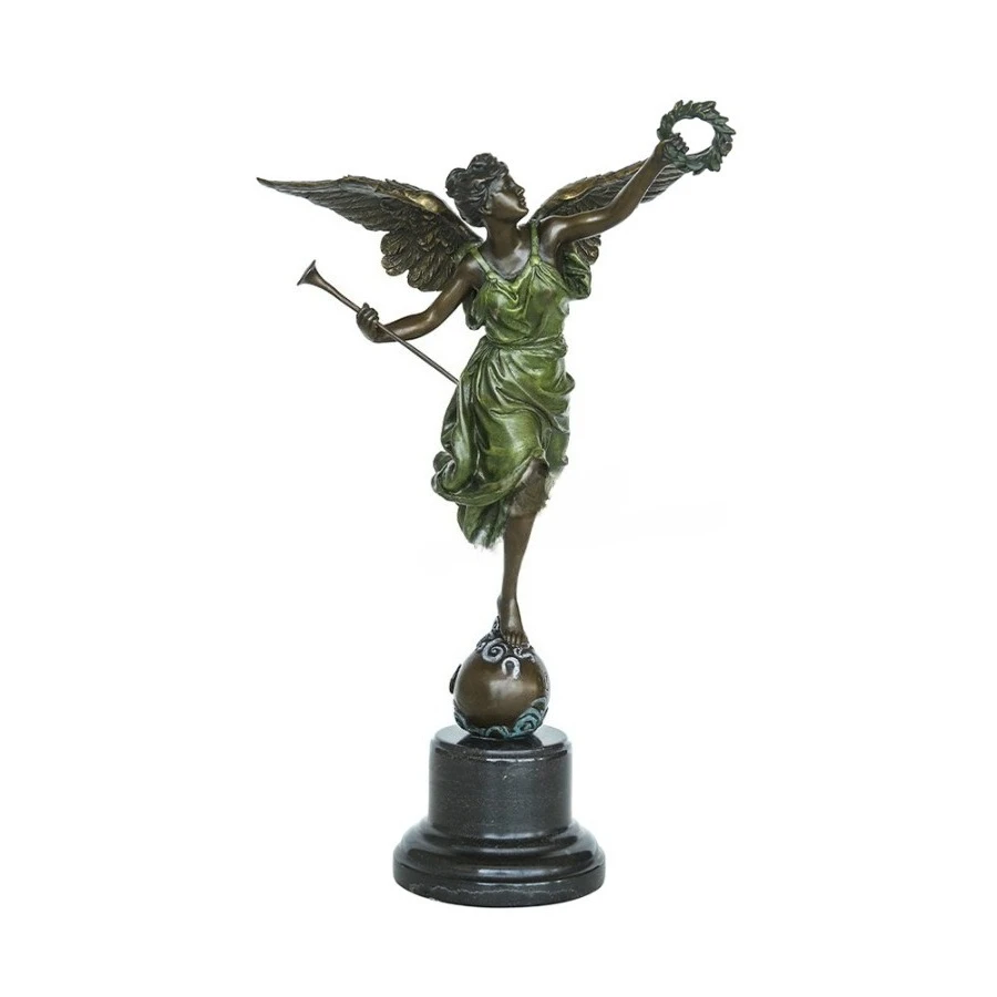 Large Greek Victory Goddess Bronze Copper Statue Sculpture Western Antique Art Classy Home Decor Office Desk Ornament Gift Men