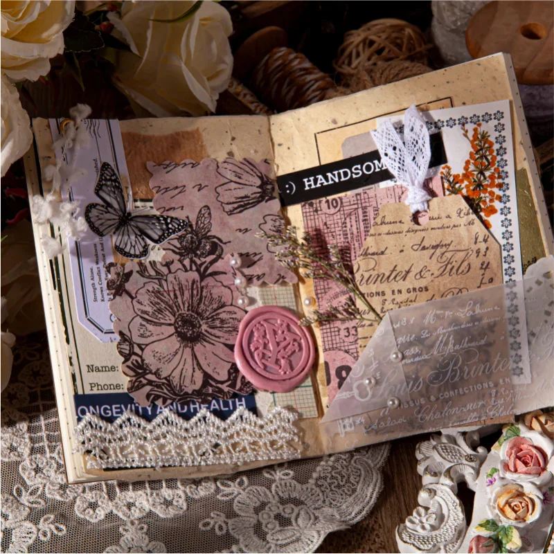 30 fogli Vintage Collage Style materiale diario di carta fai da te Scrapbooking Album diario carta decorativa estetica artigianato