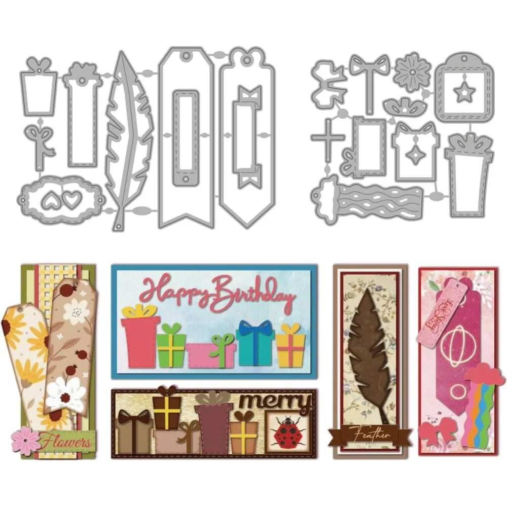 Lesezeichen-Thema Kohlenstoffstahl-Stanzformen Schablonen für DIY Scrapbooking Fotoalbum Dekorative Prägung Papierkarten Verschiedene Formen