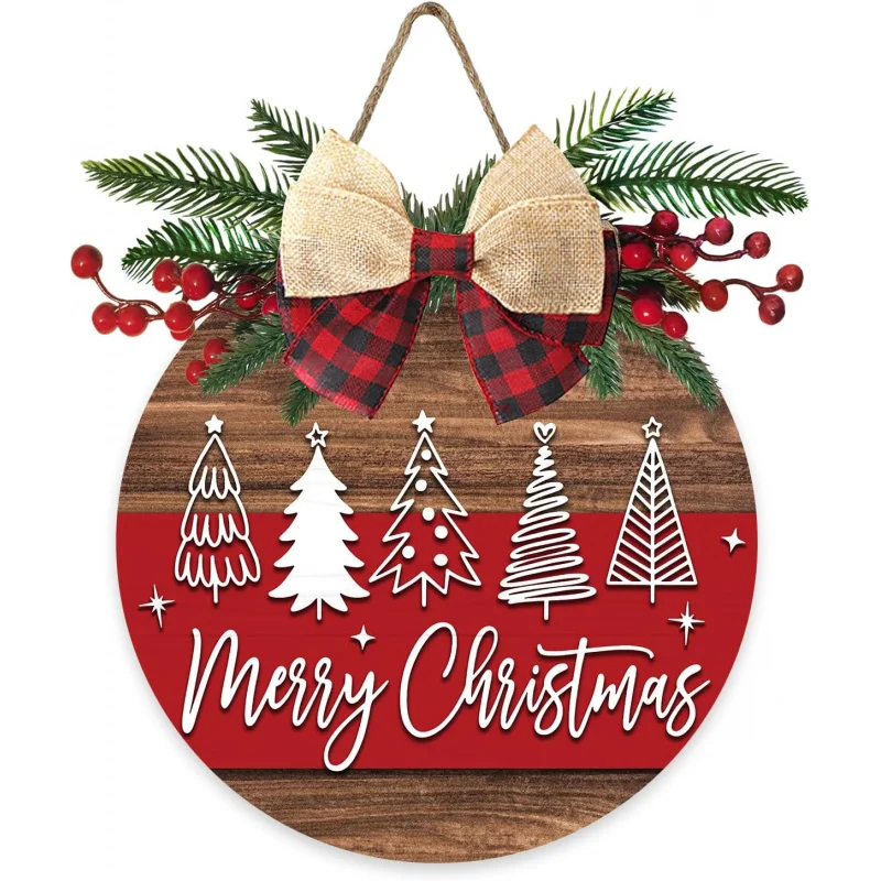 

Christmas Tree Front Door Logo Flower Wreath Grid Bow Interior Wall Decoration 30cm X30cm