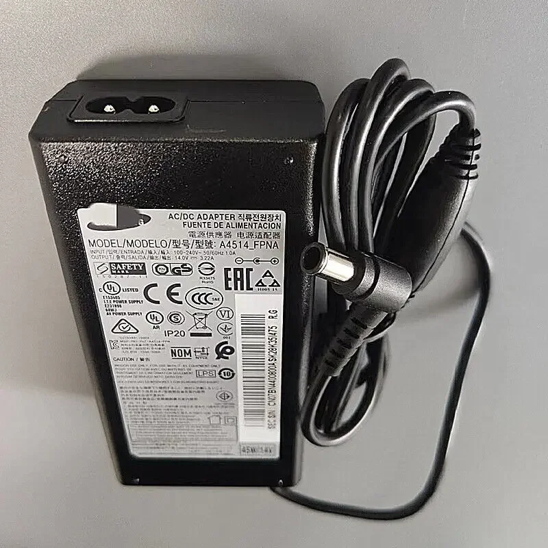 AC/DC Adapter Power Supply BN44-00800A A4514_FPNA 45W 14V 3.22A is for Monitor U28E590D S22C300H C27F591FD LU28E590DS/ZA Display