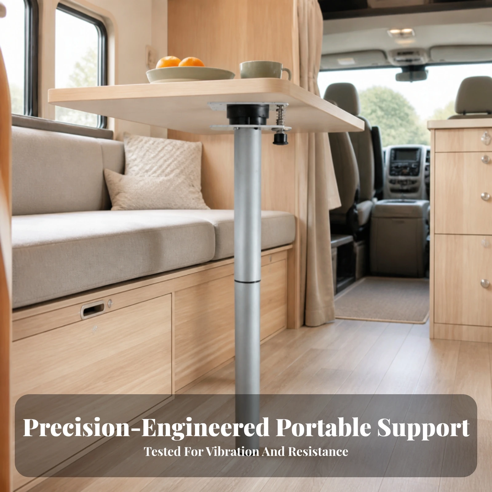 RV Table Leg Corrosion Resistant Table Leg with Mounting Plate Support Tube with Locking Mechanism Heavy Duty Hardware