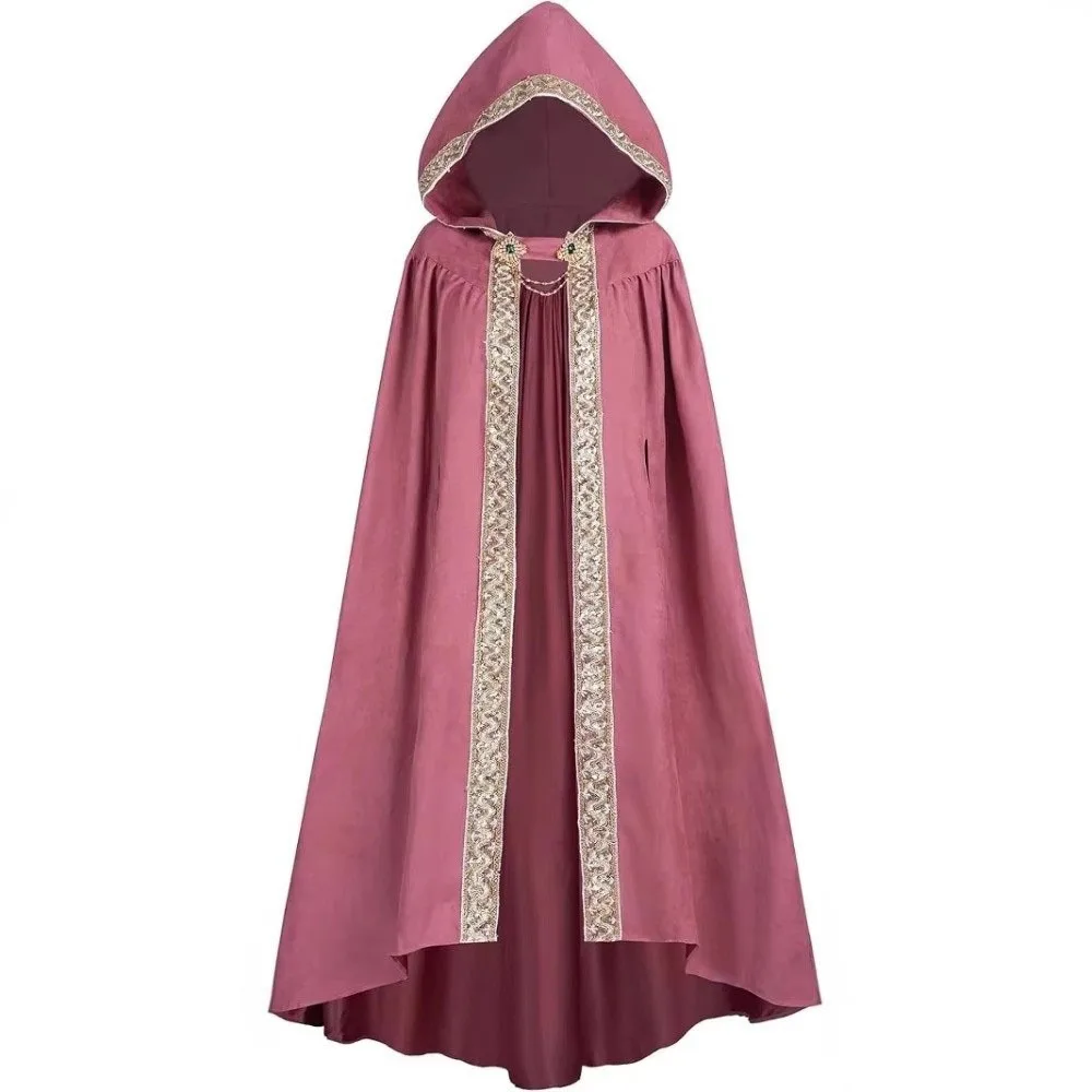 Anime Medieval Cloak Pastoral Ribbon Edge Dark Style Hooded Cape Hood Robe Gothic Cosplay Costume Medieval Hunter