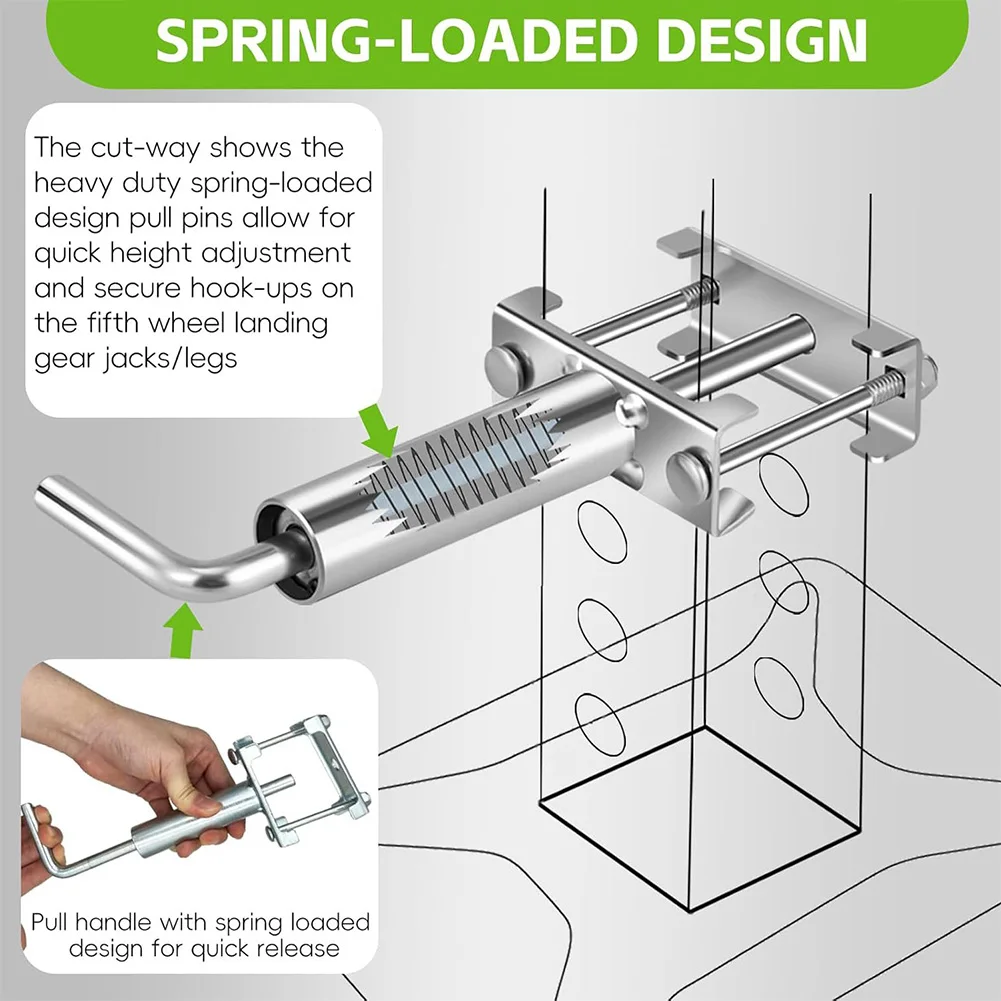 Heavy Duty Quick Release Pull Pins for RV Fifth Wheel Trailer Landing Gear Zinc Plated Steel Easy Installation Kit