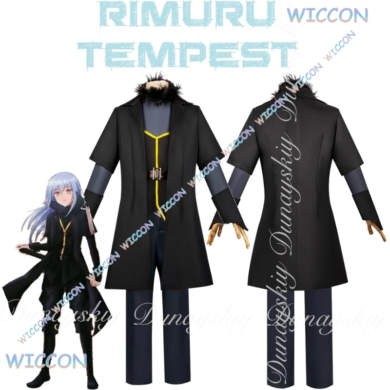  With Black Clothes Moe/That Time I Re Incarnated As A Slime Anime Rimuru Tempest Cosplay With Blue Wig Cosplay Costume