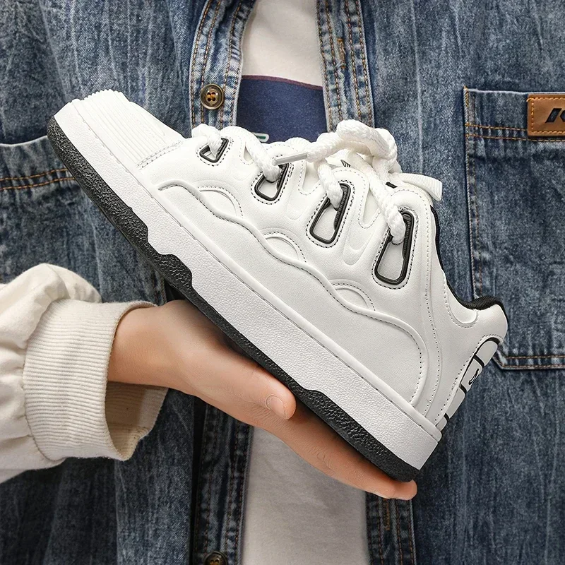 Cotton shoes cream bread shoes ins fashion lovers Hong Kong sports casual board shoes 2024 spring small white shoes
