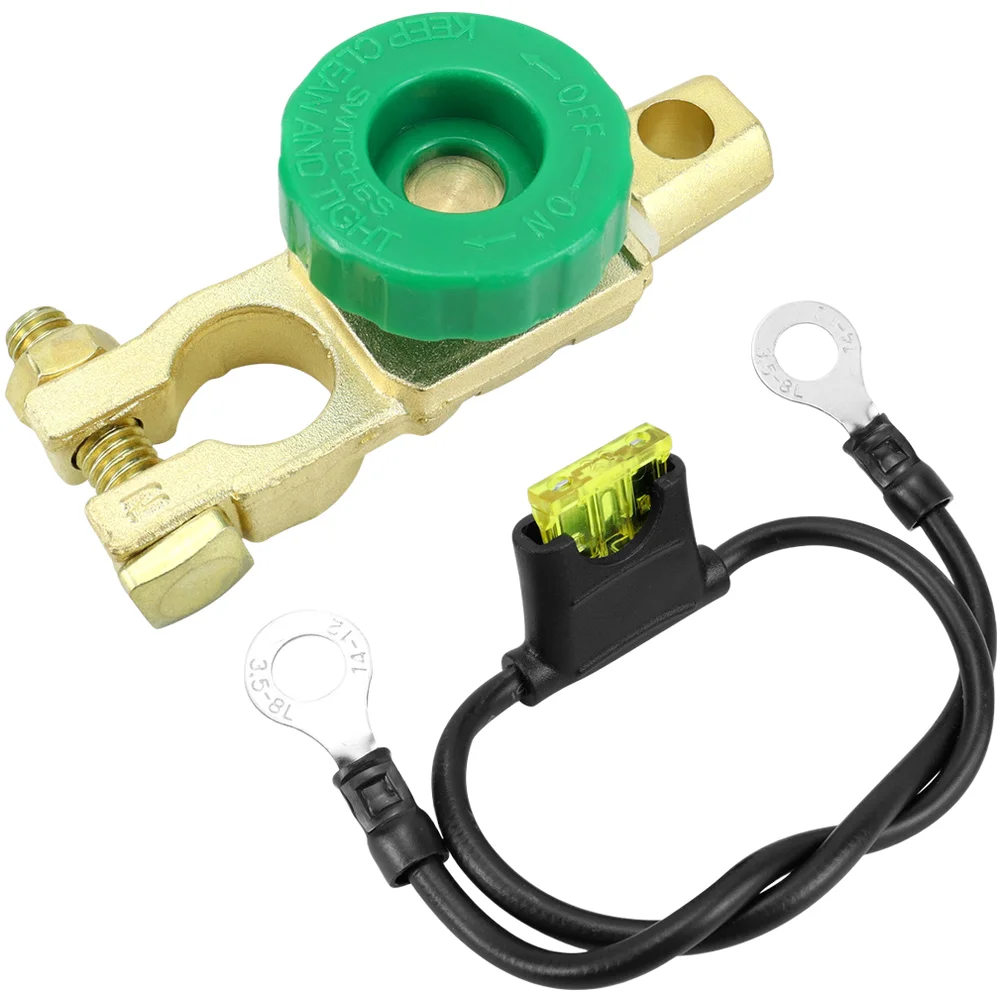 

20A Fuse-Equipped Battery Disconnect Switch with Pre-Assembled Cables and Compatibility for 12V 24V Cars RVs Boats and Trailers