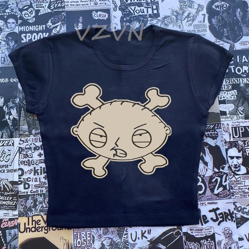 

Aesthetic Short Sleeve Women Punk Print Graphic T shirts Y2K Style Clothes Crop Top Sexy Vintage Baby Tees Emo Girls 2000s Tops