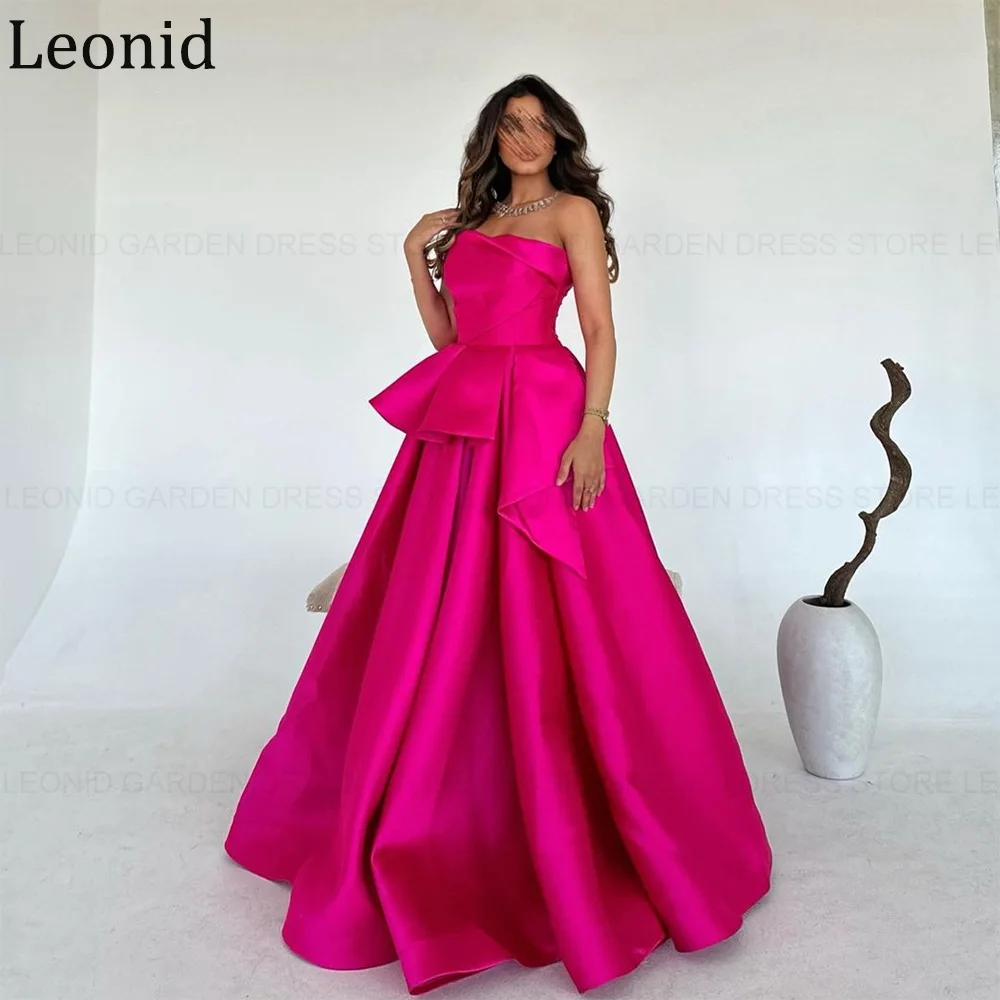 LEONID Simple Long Formal Occasion Dresses 2025 Customized Strapless Prom Dresses for Women Satin Long Party Evening Gowns