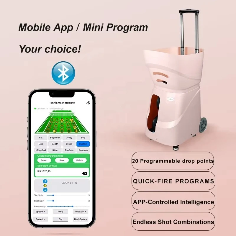 Heißer Verkauf Auto Tennis Trainer Custom Logo Padel Tennis Ball Maschine mit Tragbare App Fernbedienung Training für Praxis