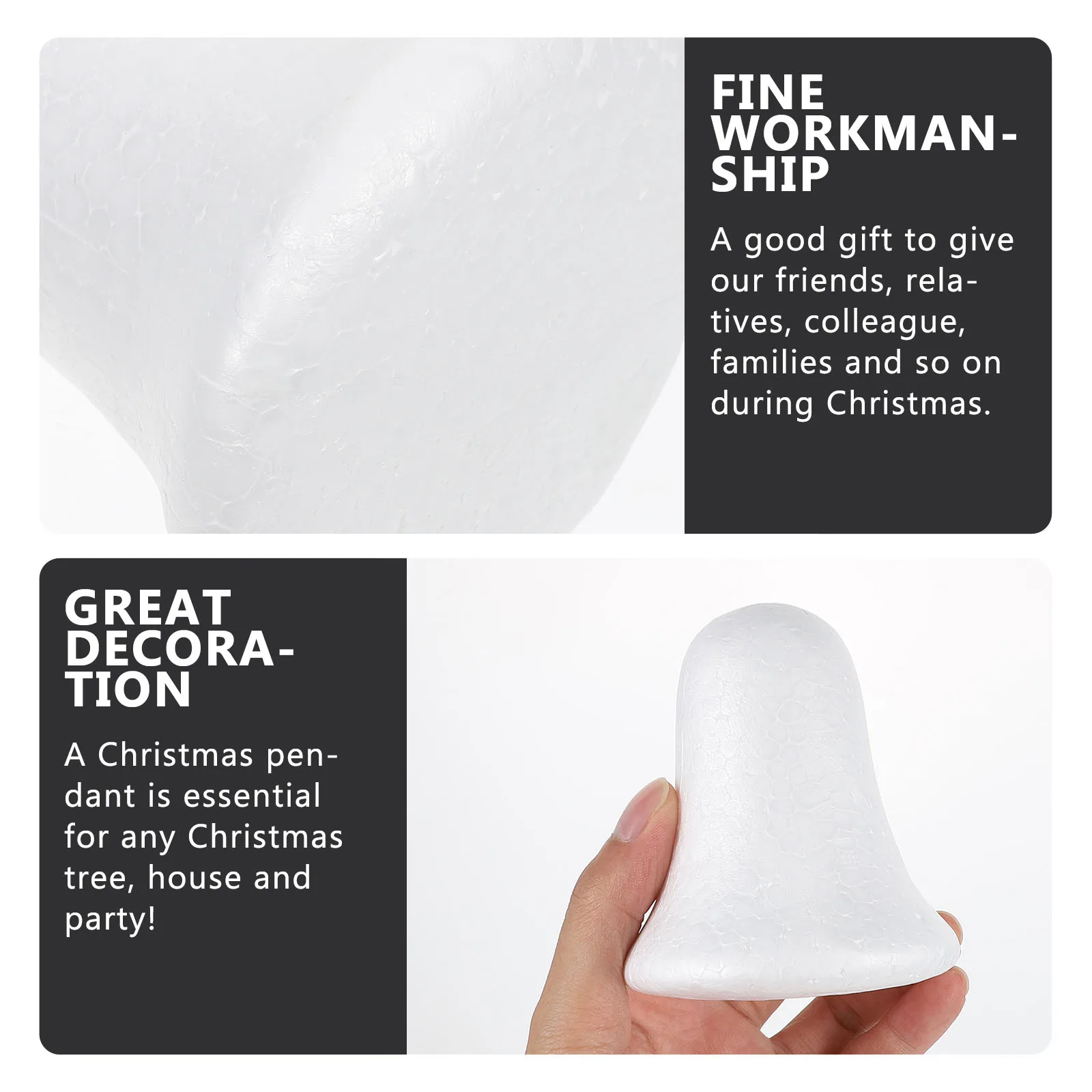 

10 Pcs Polystyrene Foam Bell Unfinished Christmas Hanging Pendant Xmas Tree Bells