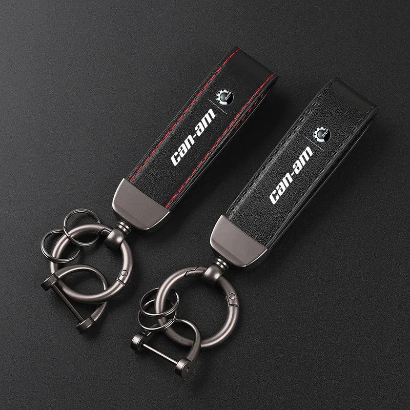 Deluxe Leather Keychain with Car Badge Keychain Pendant For Can-Am