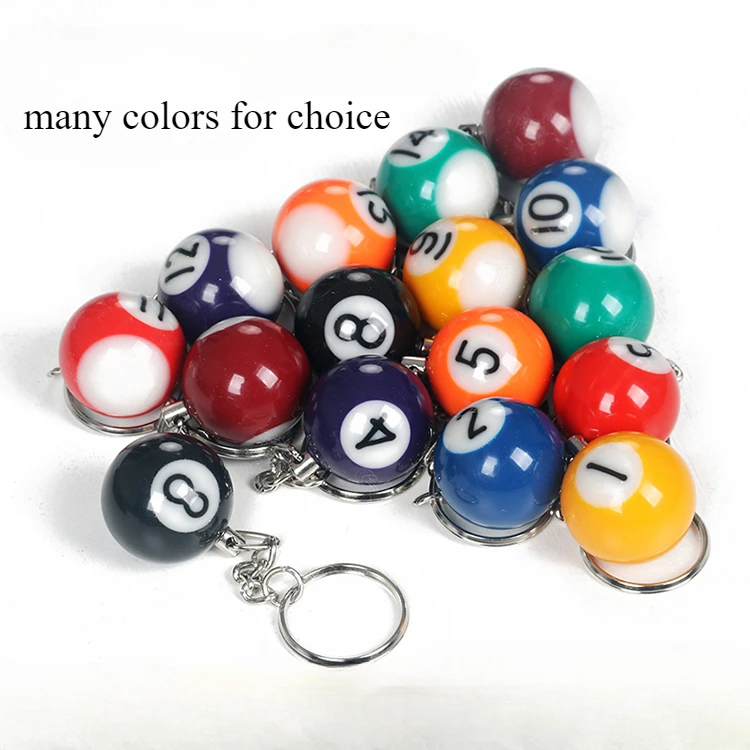 Black No.8 Billiards Hanging Keychains with Ring Fun 16 Colors Ball Keychain Decorations Jewelry Mini Table Ball Charms Gifts