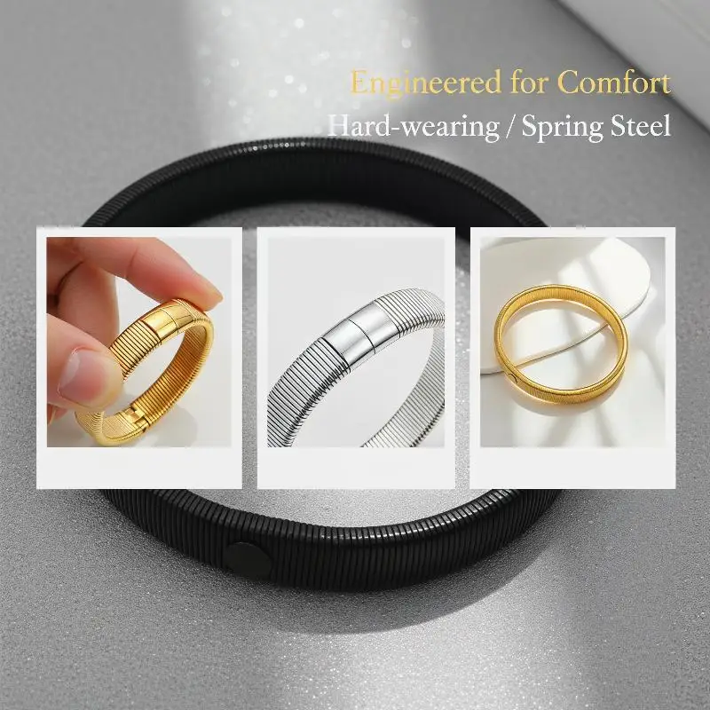 1PCS Classic Metal Armband Elastic Anti Slip Shirt Sleeve Holder Stretch Bracelet For Men Women Daily Clothing Accessory