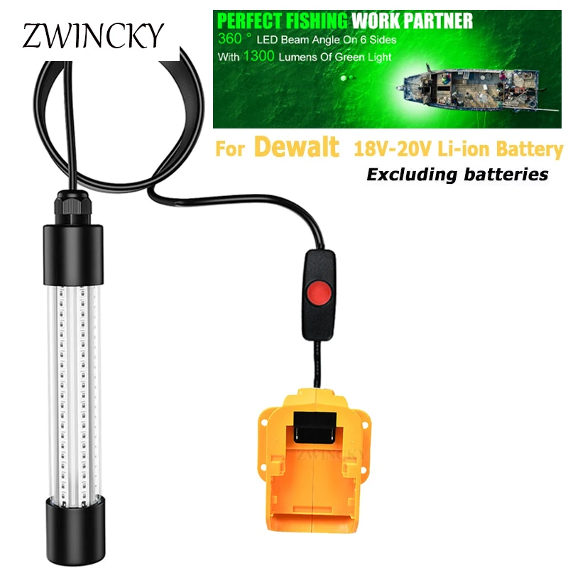 

1Pcs Waterproof IP68 for Dewalt 18V Lithium Battery Fishing Light Underwater Fish Attracting Flash LED Bait Lamp Fishing Tools