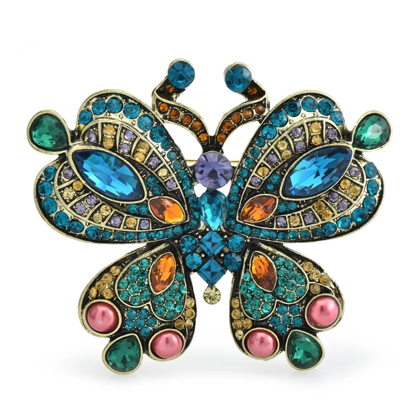 Wuli&baby Luxury Butterfly Brooches For Women Sparkling Rhinestone Pretty Insects Office Party Brooch Pins Gifts