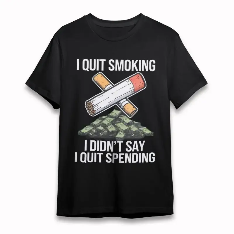 Women'S T Shirt With I Quit Smoking Black 100 Cotton Summer