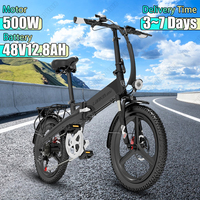 LANKELEISI Foldable Electric Bike 500W Brushless Motor 48V12.8AH Lithium Battery Adult E-bike 20 Inch Tire City Electric Bicycle