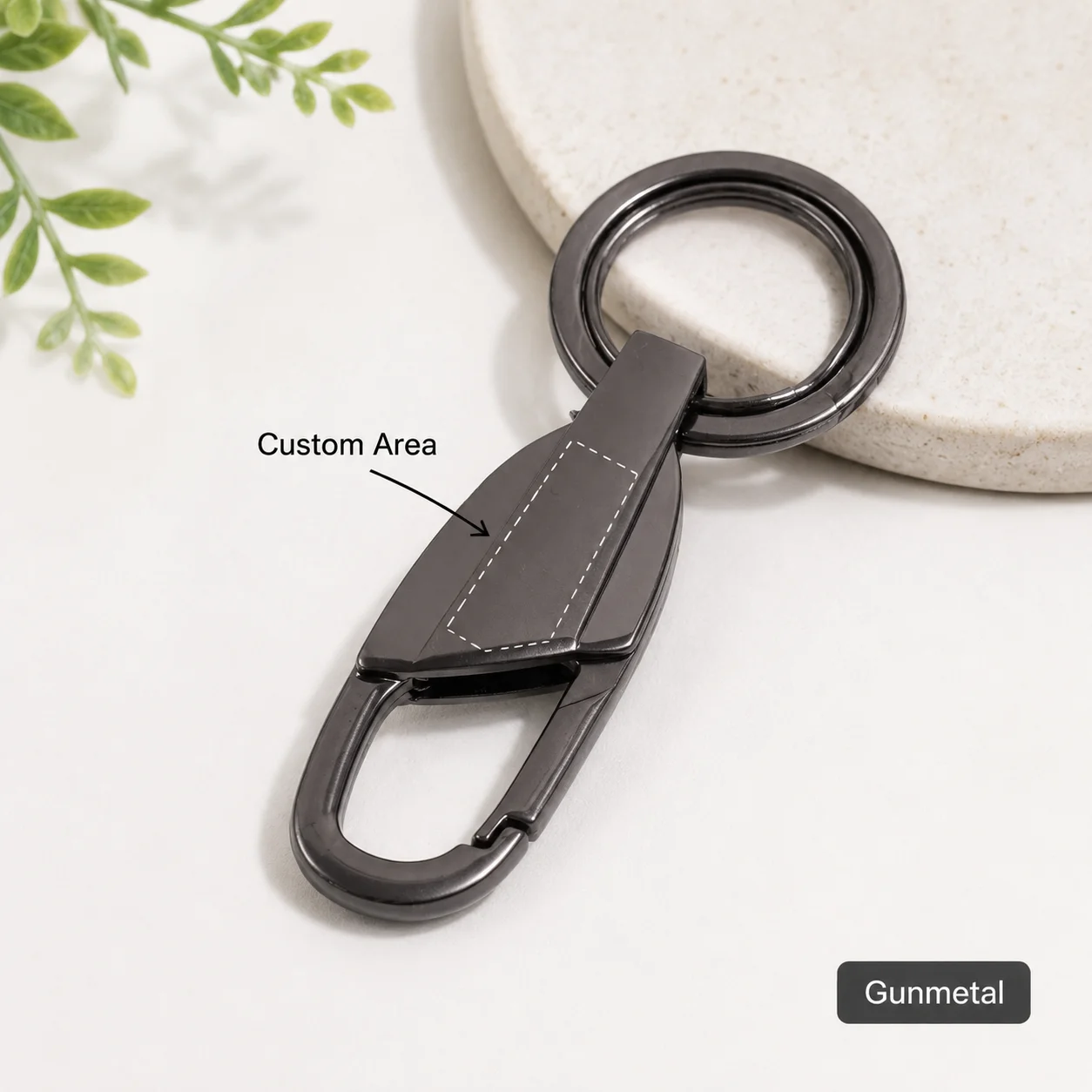 Custom Double Ring Keychain, Engraved Zinc Alloy Gift