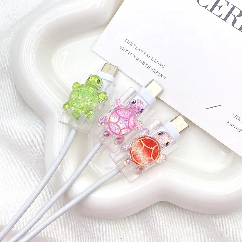 1Pcs Funny Turtle Silicone Charger Cable Protector Sleeve Cable Holder Clip Anti-break Transparent Cord Cover Wrap image 4