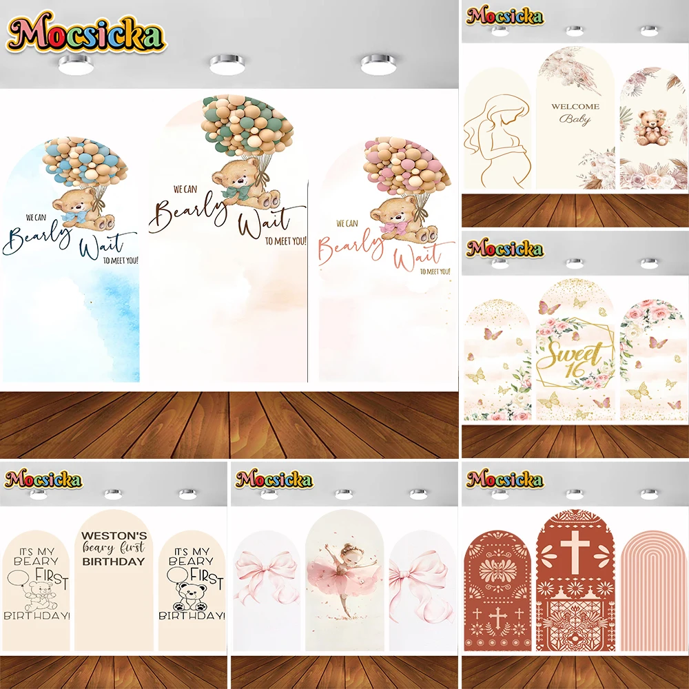

Mocsicka Double-Sided Arch Cover Decoration Welcome My Baby Backdrop Newborn 1st Birthday Party Cake Smash Studio Props Banner