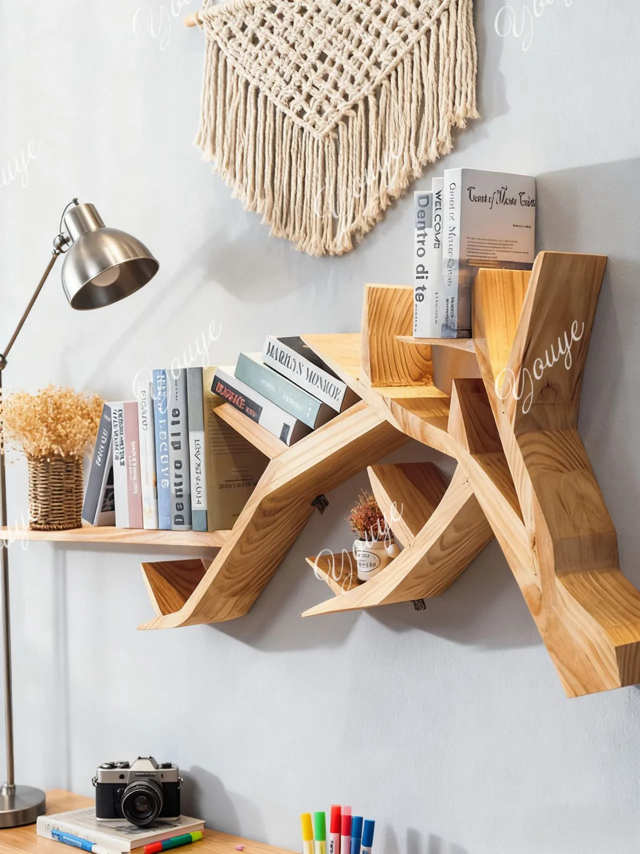 

K американская книжная полка из цельного дерева, напольная стойка для гостиной, настенная бытовая простая стойка для хранения, подвесная настенная стойка