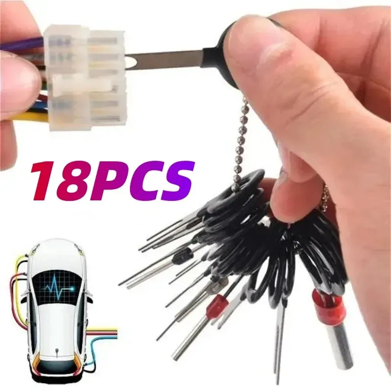 18Pcs Car Terminal Removal Metal Repair Tool Automotive Universal Wire Pin Extractor Sets Repair Car Disassembly Hand Tools