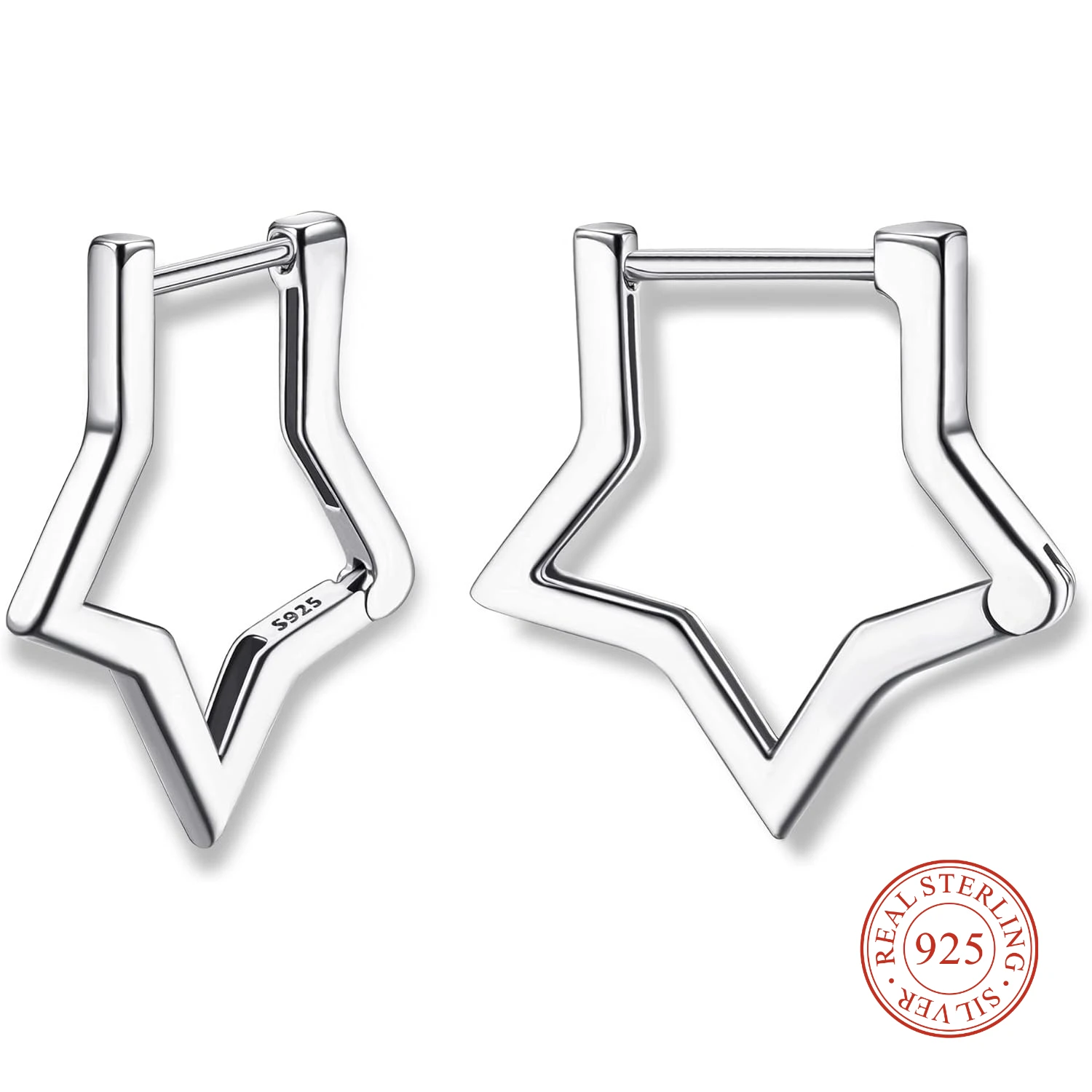 925 Sterling Silver Earrings for Women Small Hoop Earrings Hypoallergenic Triangle Rectangle Heart Star Oval Earrings Jewelry