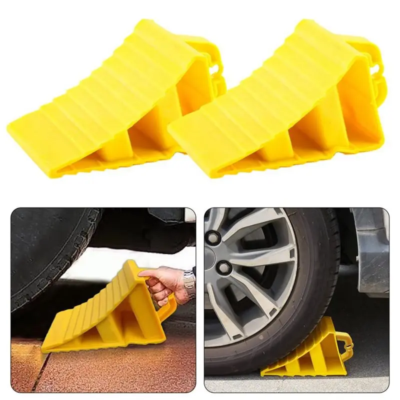NEW HOT In Stock-Non-Slip Wheel Chocks 4Pcs-Handles Included For Car For RV Trucks Boats& Aircraft Wheel Stoppers