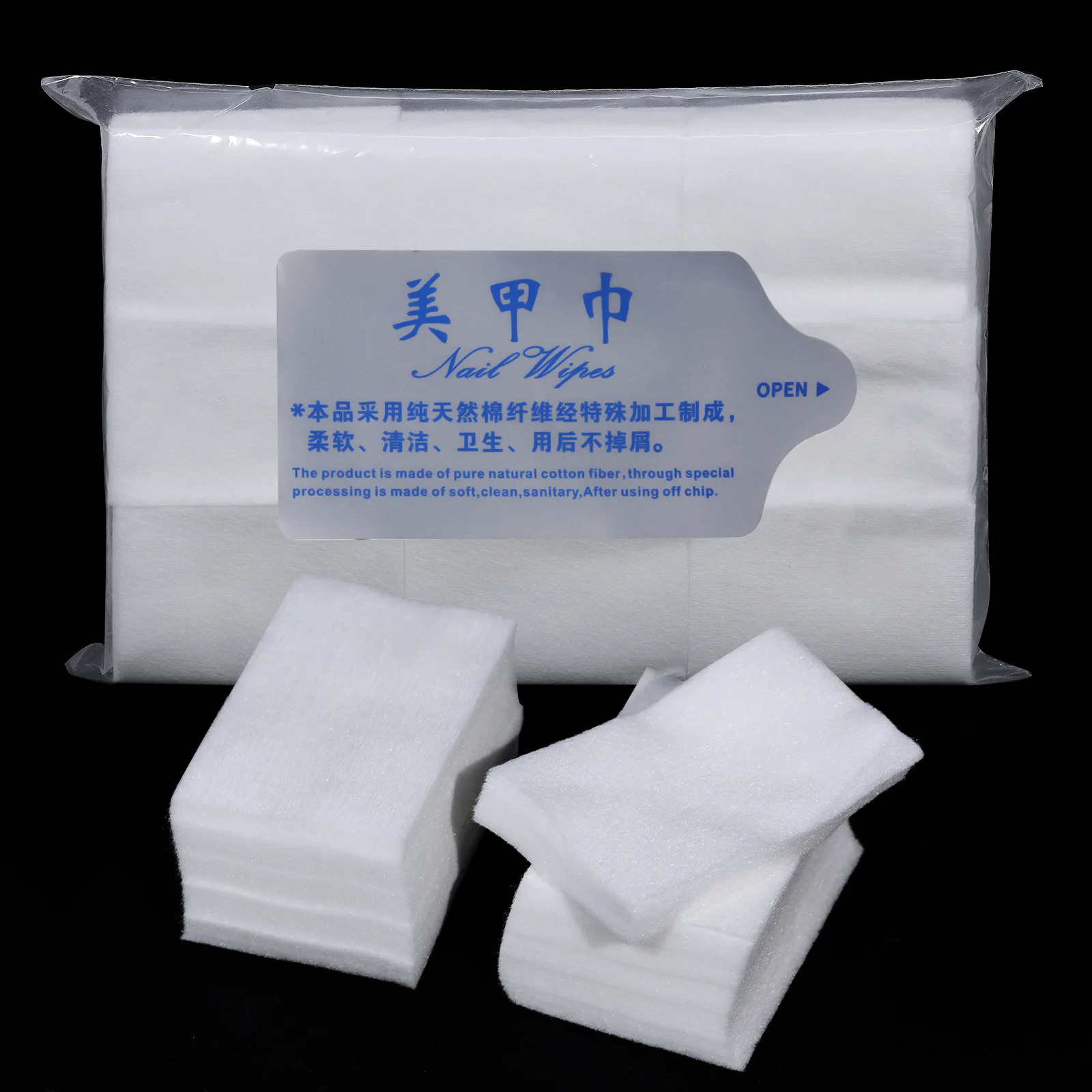 1000PCS Hard Quality Nail Cotton Pads Non-Falling Hair Alcohol Wipe Cotton Pads Nail Polish Remover Towels for Manicure