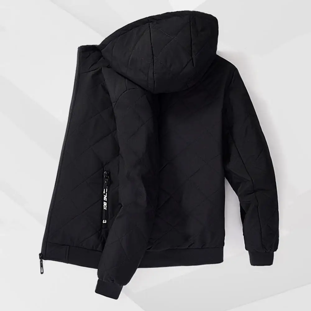 Manteau en duvet mi-long à capuche pour homme, coton rembourré, tissu doux et chaud, fermeture à glissière