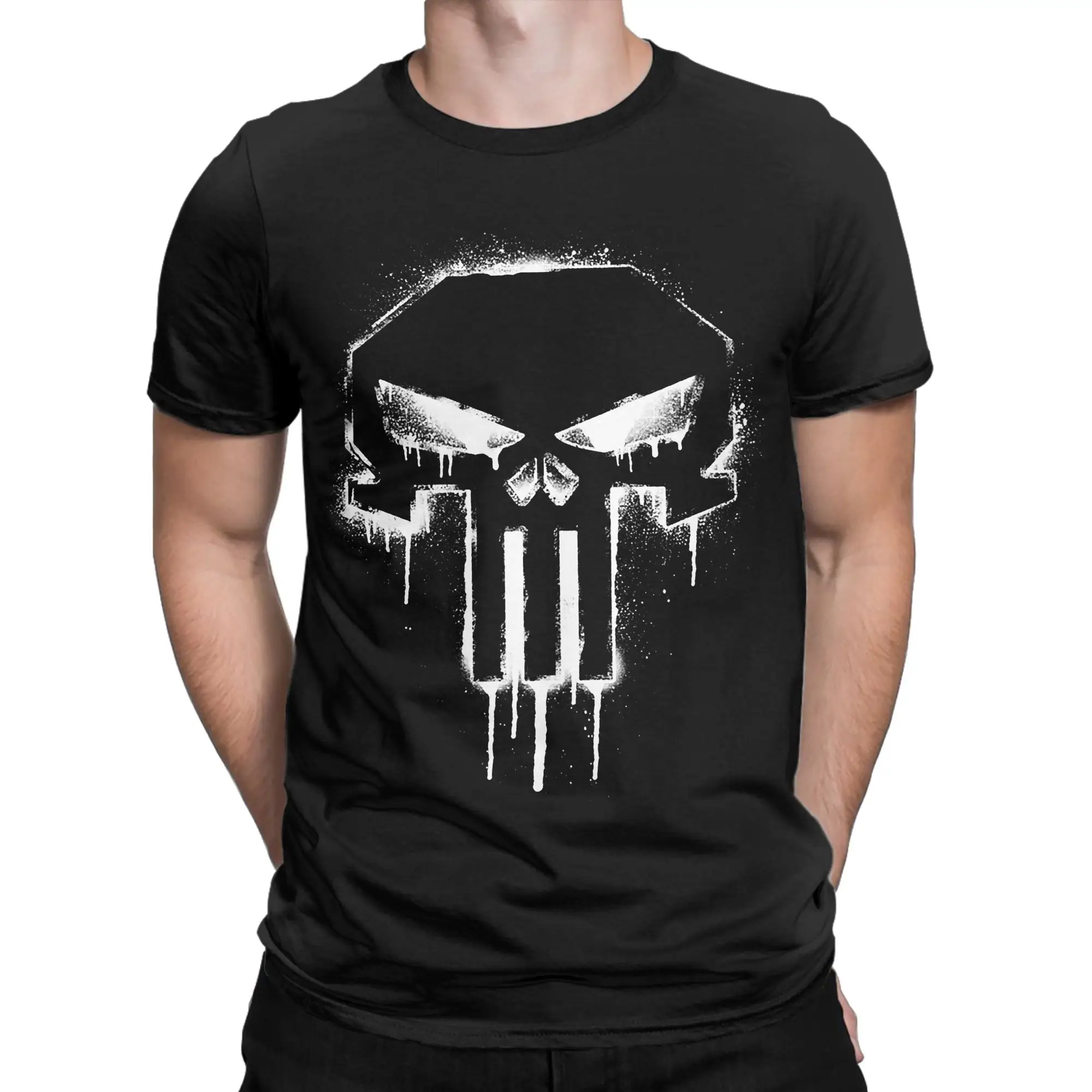 Punisher Spray Paint Logo T-Shirts for Men Women  Funny 100% Cotton Tee Shirt O Neck Short Sleeve T Shirt Printed Tops