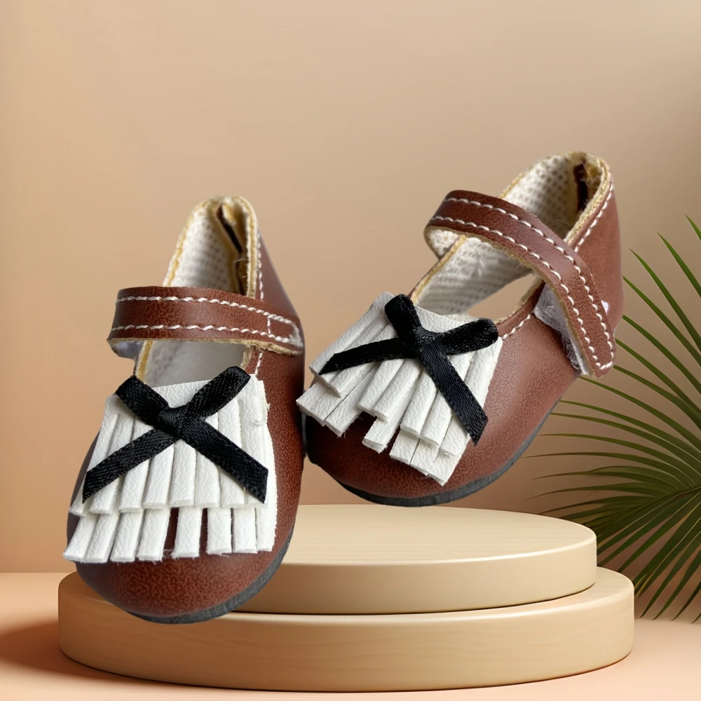 Originele Retro PU lederen schoenen voor 1/4 poppen (voor PaolaReina 32 cm/Mia poppen) 5,7 cm binnenlengte schattige pop schoenen voor meisjes speelgoed