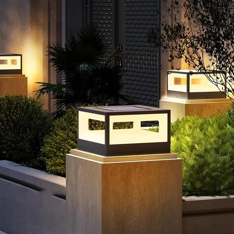 

Modern OutdoorIP65 Waterproof Pillar Head Lamp Plug and Solar Charging Modes for Courtyard Enclosure Garden Decor Lighting